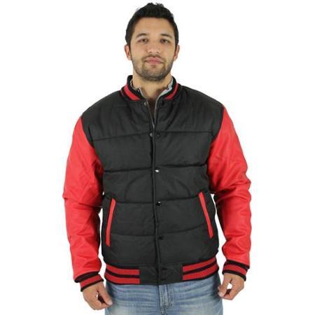 Akademiks Valentine Men's Puffer Varsity Jacket Coat Faux Leather
