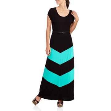 Fourteenth Place Women's Chevron Belted Maxi Dress