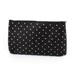 Woman Portable Black Base White Starts Pattern Zipered Cosmetic Pouch Bag