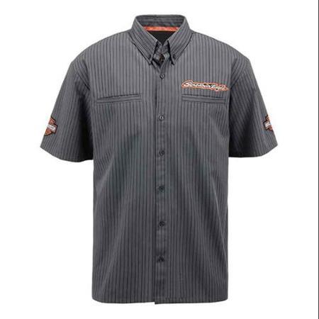 Harley-davidson Large Men's Screamin' Eagle Tonal Pinstripe Woven Shirt (l) Harlmw0054