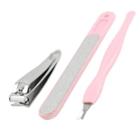 Women Pink Nail Cuticle Cutter File Metal Clipper Cosmetic 3 In 1 Set