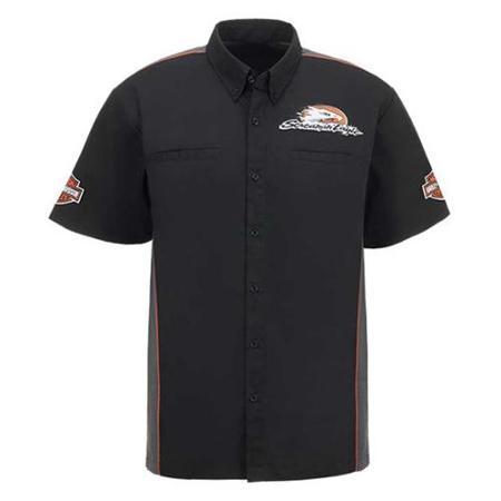 Harley-davidson Large Men's Screamin' Eagle Piped Crew Woven Shirt (l) Harlmw0053