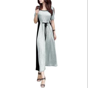 Allegra K Women's Pullover Short Sleeve Cut Out Shoulder Color Block Maxi Dress (size Xs / 2)