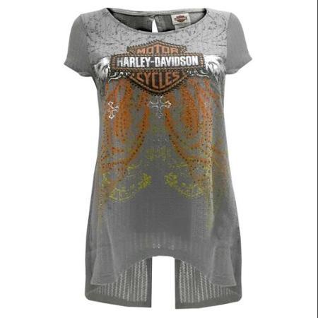 Harley-davidson Medium Women's Embellished Classy But Sassy Short Sleeve Tee, Gray (m) Hd515-003gry