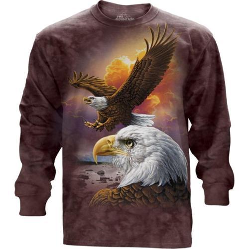 The Mountain Brown Cotton Eagle & Clouds Design Adult Long Sleeve T-shirt (s)
