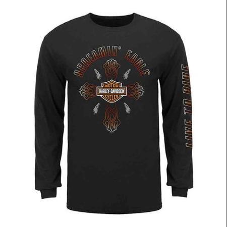 Harley-davidson Medium Men's Screamin' Eagle Flame Long Sleeve Shirt (m) Harlmt0232
