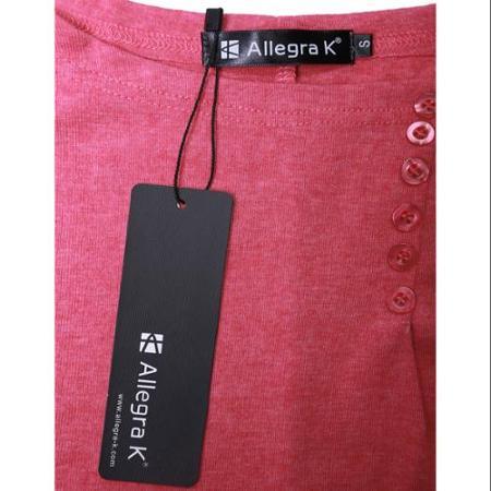 Allegra K Women's Scoop Neck Slim Autumn Tops Pink (size / 16)