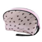 Women Zip Up Light Pink Polyester Make Up Pouch Portable Bag