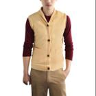 Azzuro Men's Stand Collar Buttoned Front Pockets Sweater Vest (size / 34)
