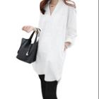 Allegra K Women's Point Collar Long Sleeves Casual Tunic Shirt White (size / 4)