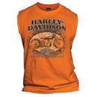 Harley-davidson X-large Men's Finest Distress Graphic Sleeveless Muscle Tee, Orange 30293780
