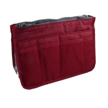 Lady Red Polyester Zip Up Cosmetic Makeup Brush Bag 3 Layers