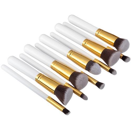 Zodaca 10pcs White Makeup Brush Cosmetic Brushes Tools Kit Eyeshadow Foundation Concealer Set
