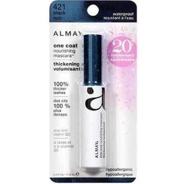 Almay One Coat Nourishing Waterproof Thickening Mascara, Black, 0.4 Oz
