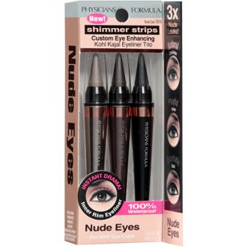 Physicians Formula Shimmer Strips Custom Eye-enhancing Kohl Kajal Eyeliner Trio 76 Nude Eyes, 0.09 Oz