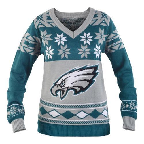 Philadelphia Eagles Nfl Women's Big Logo V-neck Ugly Christmas Sweater