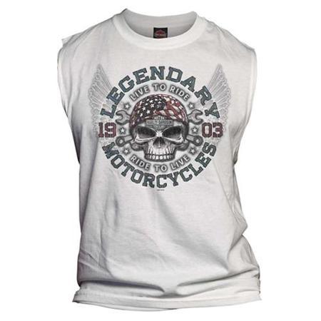 Harley-davidson 2x-large Men's Anthem Winged Skull Sleeveless Muscle Tee, White 30293777