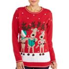 Allison Brittney Women's Caroling Reindeer Christmas Sweater