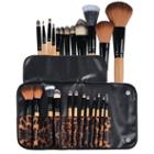 Zodaca 12 Pcs Makeup Brushes Kit Set Powder Foundation Eye Shadow Eyeliner Lip With Leopard Cosmetic Pouch Bag
