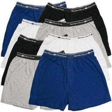 8 Pairs Men's Beverly Hills Polo Club Knit Boxer Shorts 100% Cotton Pre-shrunk (36-38)
