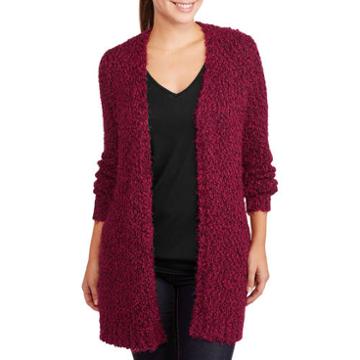 Faded Glory Women's Boucle Yarn Cozy Open Cardigan