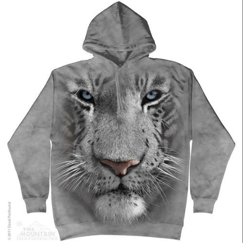 The Mountain White Cotton White Tiger Face Awesome Animal Hoodie (2x-large) New