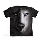 The Mountain Black Cotton B & W Wolf Face Ch Design Novelty Youth T-shirt New