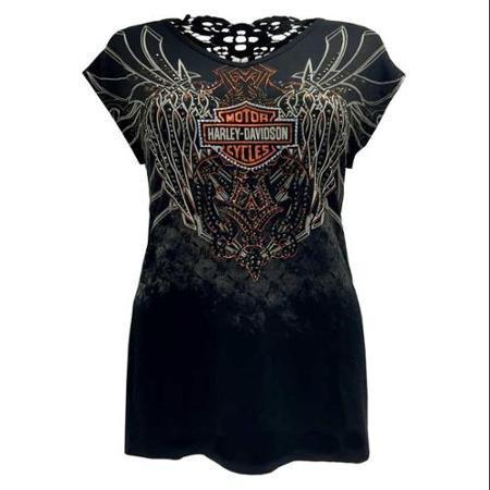Harley-davidson Medium Womens Blade To The Bone Embellished Short Sleeve Tee, Black (m) Hdw1015-t13blk