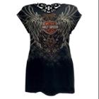Harley-davidson Medium Womens Blade To The Bone Embellished Short Sleeve Tee, Black (m) Hdw1015-t13blk