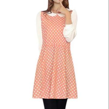 Allegra K Women's Dots Pattern One Button Close Back Leisure Dress Pink White (size / 8)