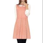 Allegra K Women's Dots Pattern One Button Close Back Leisure Dress Pink White (size / 8)