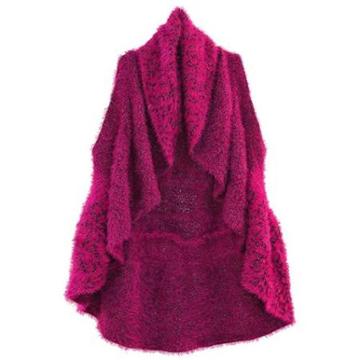 Luxury Divas Magenta Leopard Fuzzy Knit Draped Sweater Vest Size /x-large