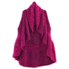 Luxury Divas Magenta Leopard Fuzzy Knit Draped Sweater Vest Size /x-large