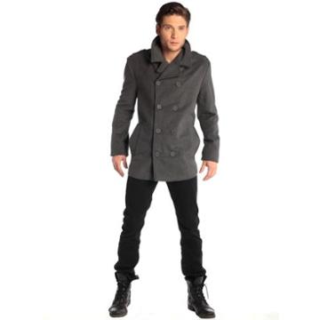 Alpine Swiss Jake Mens Pea Coat Wool Blend Double Breasted Dress Jacket Peacoat Gray