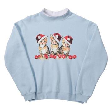 Miles Kimball 2xl Light Blue Christmas Kittens Sweatshirt