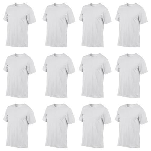 12) Gildan Mens Md Medium Adult Performance Dry Fit Short Sleeve T-shirt White