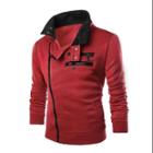 Allegra K Men Inclined Zipper Front Pockets Slim Fit Casual Jacket Burgundy