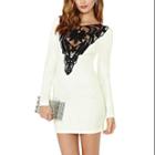 Allegra K Women's Lace Panel Long Sleeves Sexy Design Sheath Dress White (size / 12)