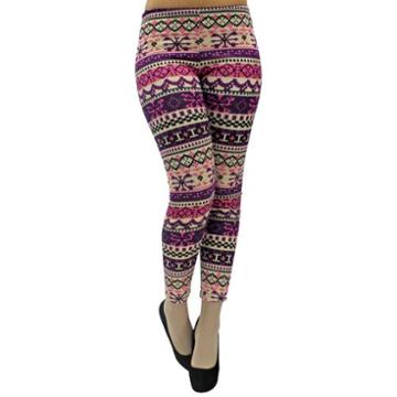 Luxury Divas Purple Colorful Holiday Snowflake Leggings Size /x-large