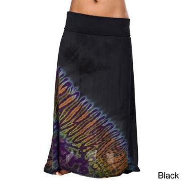 Mudmee Tie Dye Long Gypsy Skirt (nepal) Black