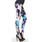 Luxury Divas Blue Purple Multicolor Artistic Paint Stretch Leggings /medium