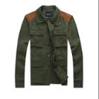 Azzuro Men's Point Collar Cargo Pockets Contrast Shoulder Winter Casual Jacket (size / 38)