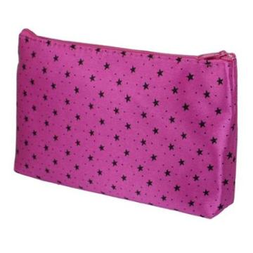 Unique Bargains Ladies Black Star Dot Pattern Fuchsia Zippered Makeup Cosmetic Pouch Bag