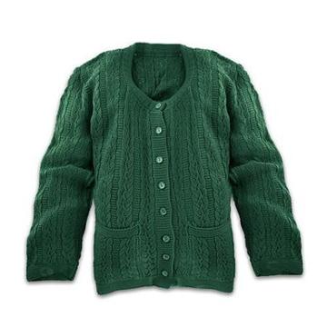 Care Apparel Cable Knit Long Sleeve Button Up Polyester Forest Xlarge Cardigan Sweater