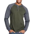 Hanes Men's Beefy Long Sleeve Raglan Colorblock T-shirt