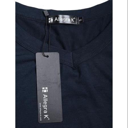 Allegra K Women's V-neck Side Slit Loose Fitting T-shirt Blue (size / 16)