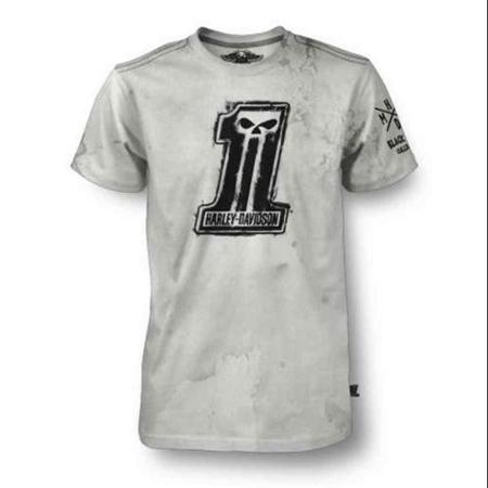 Harley-davidson Large Men's Black Label Short Sleeve Painted Greased #1 Skull Tee (l) 30293723