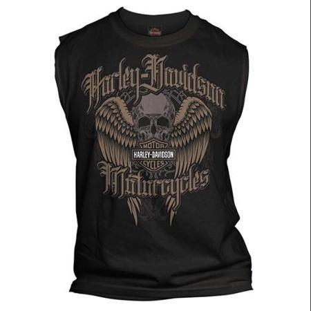 Harley-davidson 2x-large Mens Sleeveless Muscle Tee, Edgy Icarus Winged Skull Black 30293779