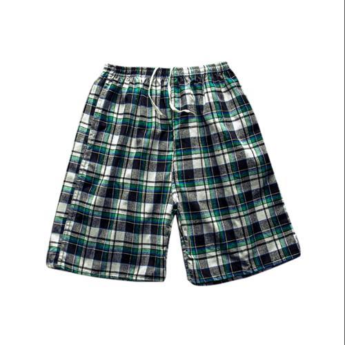 Azzuro Men's Plaids Slant Pocket Elastic Waist Beach Shorts (size / W32)