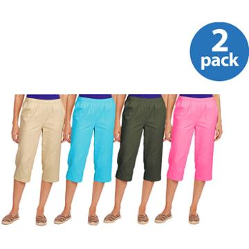 White Stag Women's Core Pull-on Capri 2 Pack Value Bundle